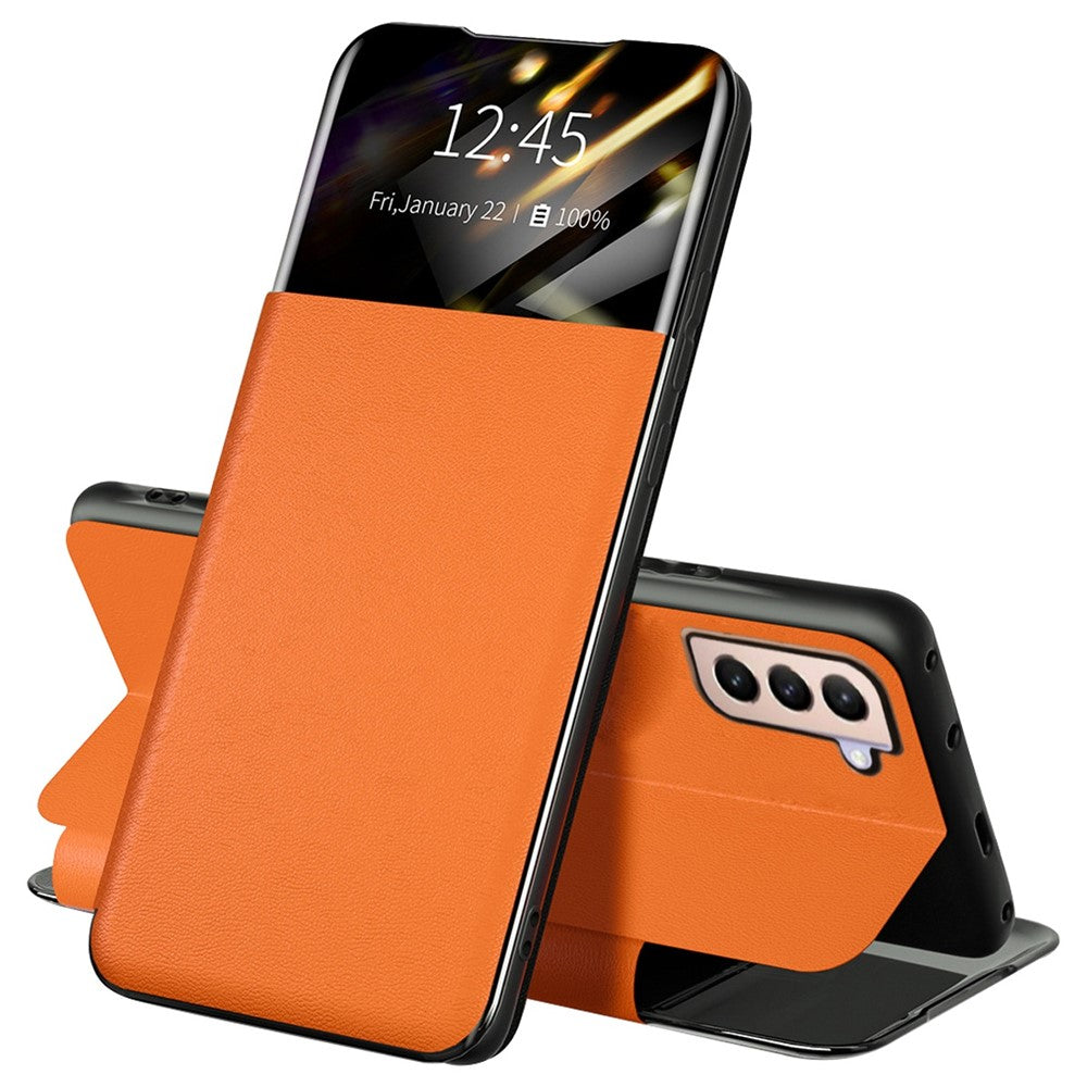 For Samsung Galaxy S21+ 5G View Window PU Leather Case Card Holder Stand Folio Flip Phone Cover