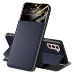 For Samsung Galaxy S21+ 5G View Window PU Leather Case Card Holder Stand Folio Flip Phone Cover