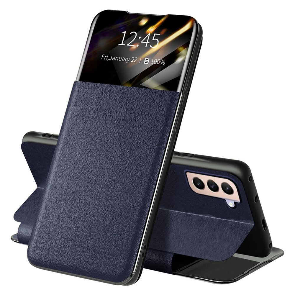 For Samsung Galaxy S21+ 5G View Window PU Leather Case Card Holder Stand Folio Flip Phone Cover