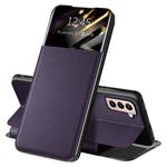 For Samsung Galaxy S21+ 5G View Window PU Leather Case Card Holder Stand Folio Flip Phone Cover