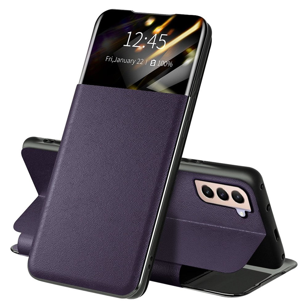 For Samsung Galaxy S21+ 5G View Window PU Leather Case Card Holder Stand Folio Flip Phone Cover