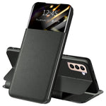For Samsung Galaxy S21+ 5G View Window PU Leather Case Card Holder Stand Folio Flip Phone Cover