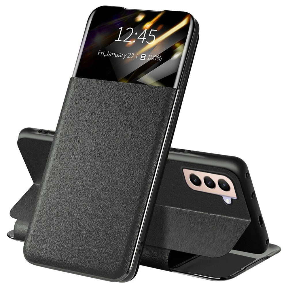 For Samsung Galaxy S21+ 5G View Window PU Leather Case Card Holder Stand Folio Flip Phone Cover