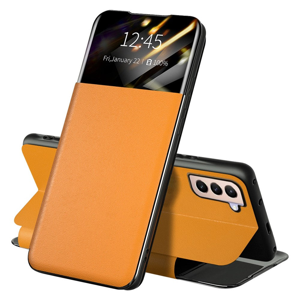 Samsung Galaxy S21+ 5G View Window PU-läderfodral Korthållare Stativ Folio Flip mobilfodral