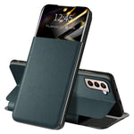 For Samsung Galaxy S21+ 5G View Window PU Leather Case Card Holder Stand Folio Flip Phone Cover