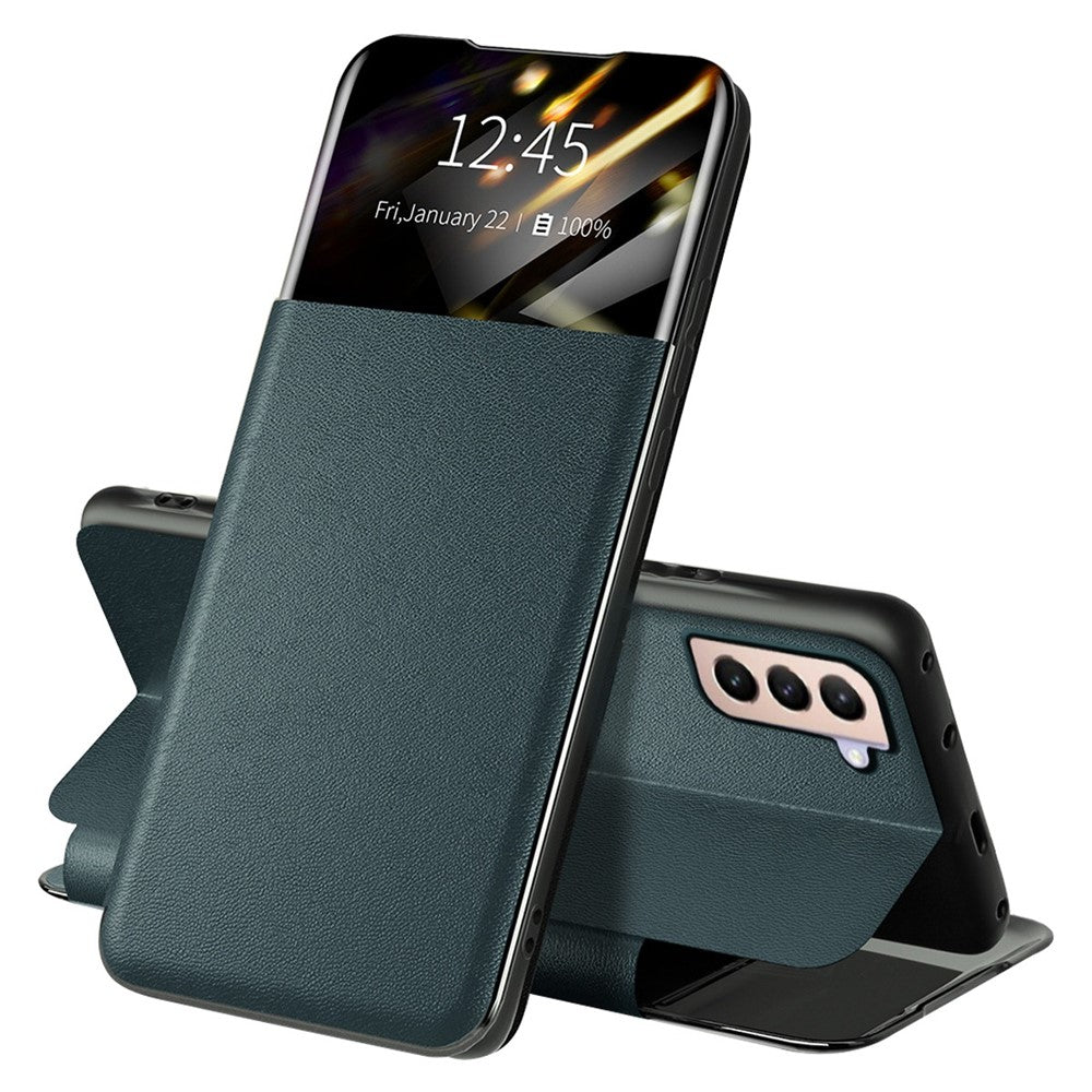 For Samsung Galaxy S21+ 5G View Window PU Leather Case Card Holder Stand Folio Flip Phone Cover