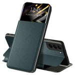 For Samsung Galaxy S22 5G Shockproof Leather Cover Stand Card Slot View Window Phone Case Protector