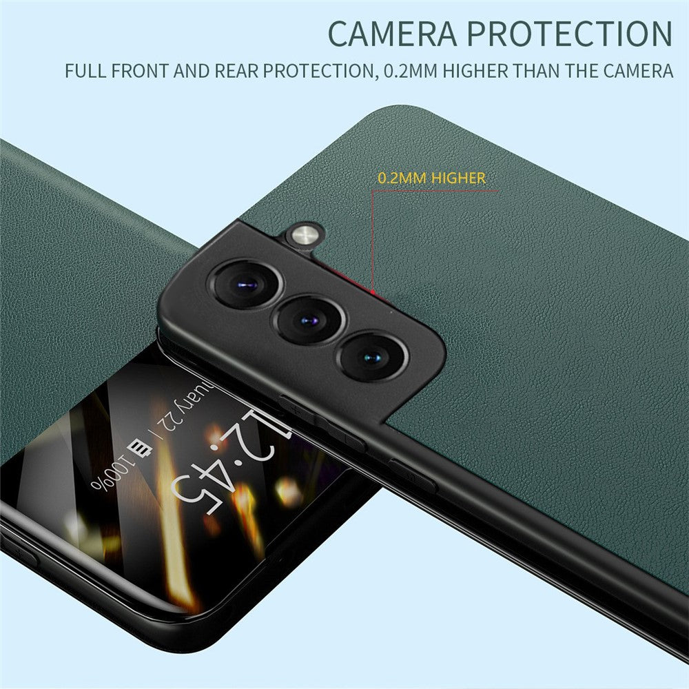 For Samsung Galaxy S22 5G Shockproof Leather Cover Stand Card Slot View Window Phone Case Protector