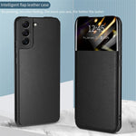For Samsung Galaxy S22 5G Shockproof Leather Cover Stand Card Slot View Window Phone Case Protector