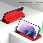 For Samsung Galaxy S22 5G Shockproof Leather Cover Stand Card Slot View Window Phone Case Protector