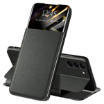 For Samsung Galaxy S22 5G Shockproof Leather Cover Stand Card Slot View Window Phone Case Protector