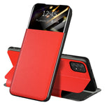 Samsung Galaxy A72 4G / 5G View Window PU-läderfodral Fullt skydd Korthållare Stativ Folio Flip mobilskal