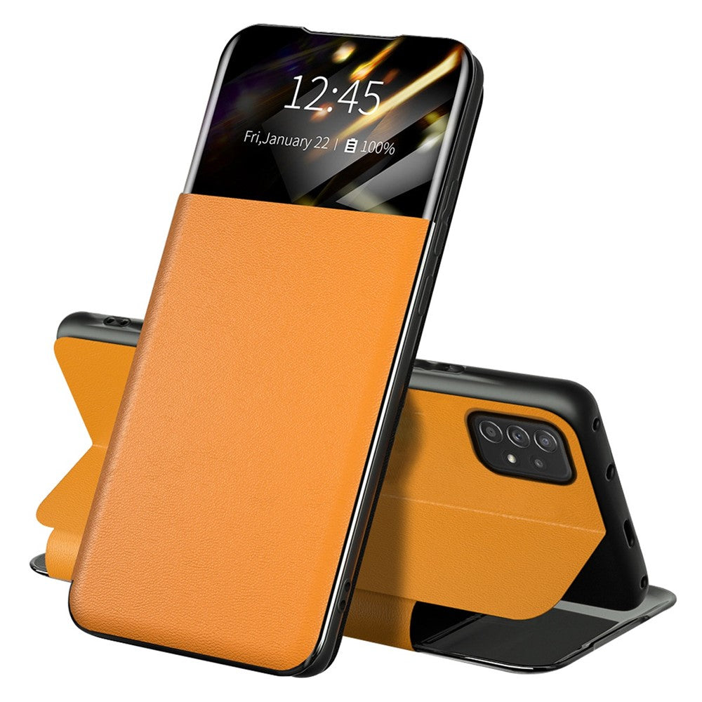 Samsung Galaxy A72 4G / 5G View Window PU-läderfodral Fullt skydd Korthållare Stativ Folio Flip mobilskal