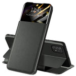 Samsung Galaxy A72 4G / 5G View Window PU-läderfodral Fullt skydd Korthållare Stativ Folio Flip mobilskal