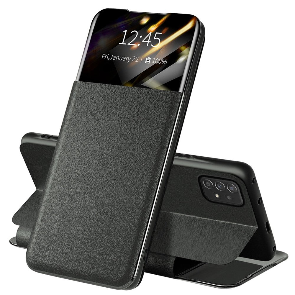Samsung Galaxy A72 4G / 5G View Window PU-läderfodral Fullt skydd Korthållare Stativ Folio Flip mobilskal