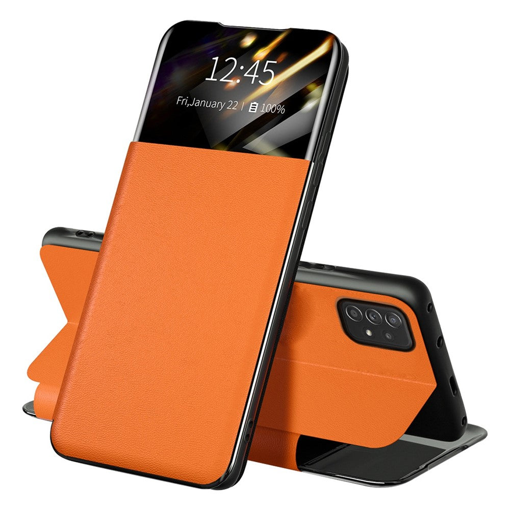 Samsung Galaxy A72 4G / 5G View Window PU-läderfodral Fullt skydd Korthållare Stativ Folio Flip mobilskal
