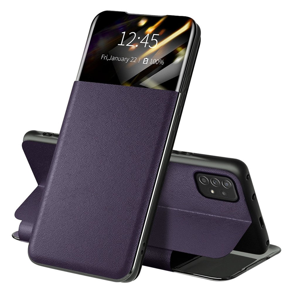Samsung Galaxy A72 4G / 5G View Window PU-läderfodral Fullt skydd Korthållare Stativ Folio Flip mobilskal