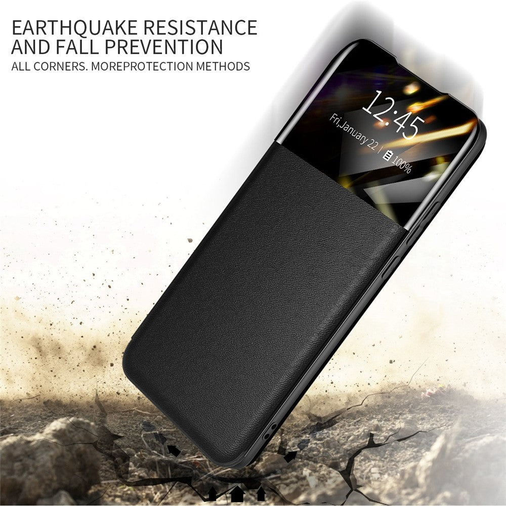 For Samsung Galaxy A52 4G / 5G / A52s 5G View Window Drop-proof Leather Phone Case with Card Holder Stand
