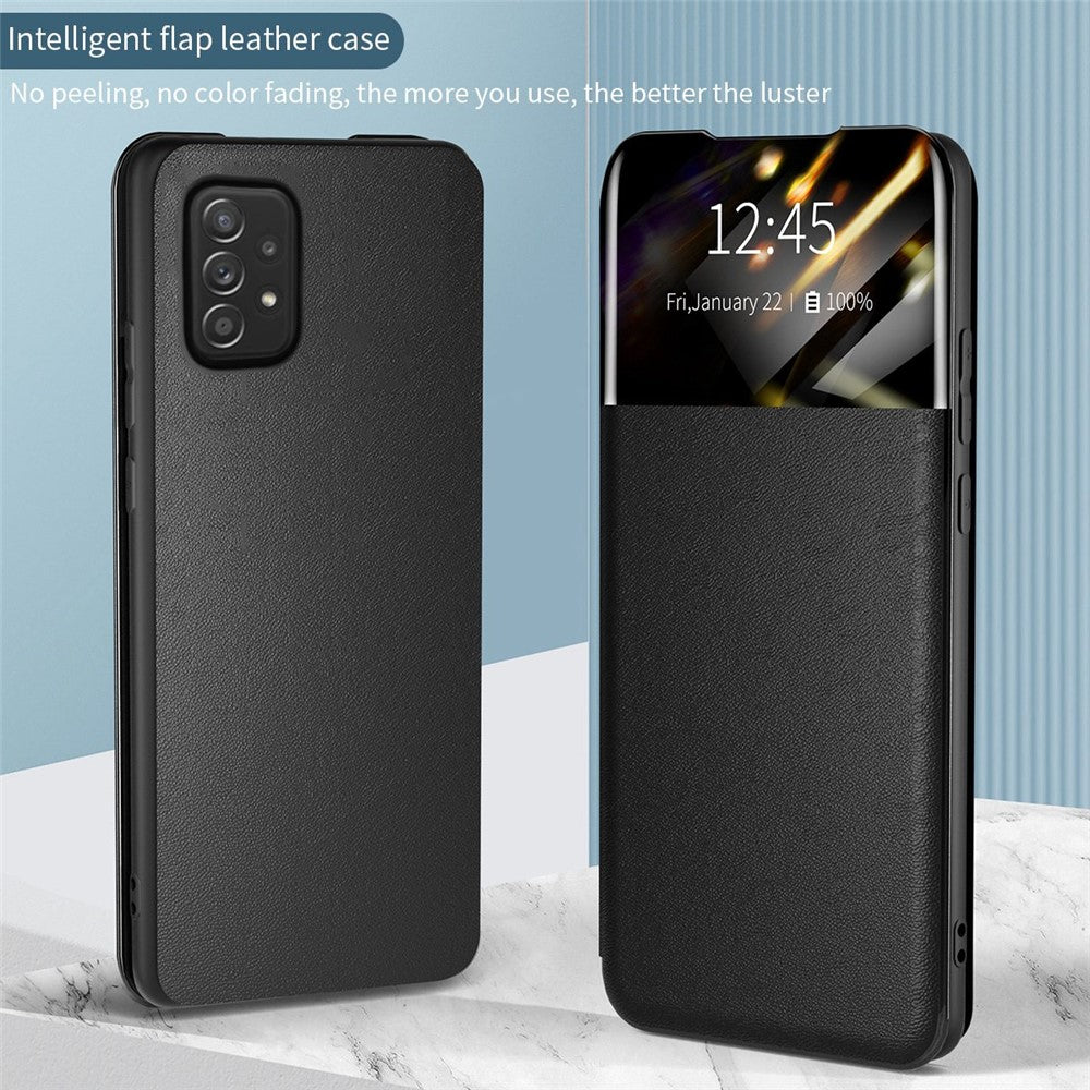 For Samsung Galaxy A52 4G / 5G / A52s 5G View Window Drop-proof Leather Phone Case with Card Holder Stand