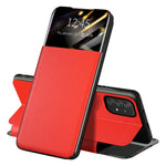 For Samsung Galaxy A52 4G / 5G / A52s 5G View Window Drop-proof Leather Phone Case with Card Holder Stand