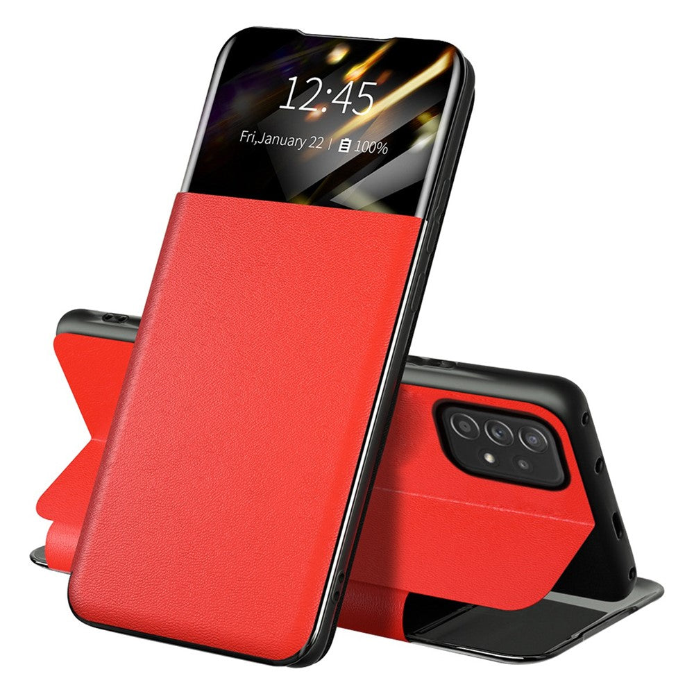For Samsung Galaxy A52 4G / 5G / A52s 5G View Window Drop-proof Leather Phone Case with Card Holder Stand