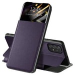 For Samsung Galaxy A52 4G / 5G / A52s 5G View Window Drop-proof Leather Phone Case with Card Holder Stand