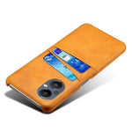 PU Leather Coated Hard PC Case for Oppo Reno8 Lite 5G, Dual Card Slots Well-protected Phone Cover