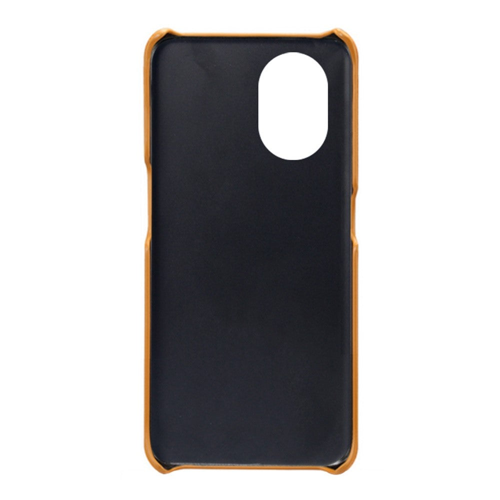 PU Leather Coated Hard PC Case for Oppo Reno8 Lite 5G, Dual Card Slots Well-protected Phone Cover