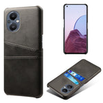 PU Leather Coated Hard PC Case for Oppo Reno8 Lite 5G, Dual Card Slots Well-protected Phone Cover