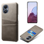 PU Leather Coated Hard PC Case for Oppo Reno8 Lite 5G, Dual Card Slots Well-protected Phone Cover