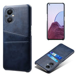 PU Leather Coated Hard PC Case for Oppo Reno8 Lite 5G, Dual Card Slots Well-protected Phone Cover