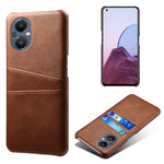 PU Leather Coated Hard PC Case for Oppo Reno8 Lite 5G, Dual Card Slots Well-protected Phone Cover