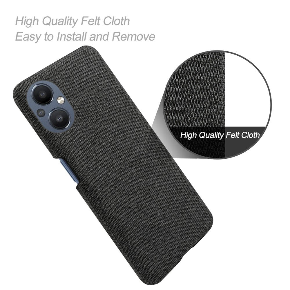 Protective Case for Oppo Reno8 Lite 5G, Solid Color Anti-scratch Hard PC+Cloth Phone Cover