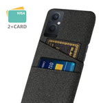 For Oppo Reno8 Lite 5G Shockproof Phone Case Cloth Texture PU Leather Coated PC Protective Cover with Two Card Slots