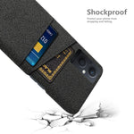 For Oppo Reno8 Lite 5G Shockproof Phone Case Cloth Texture PU Leather Coated PC Protective Cover with Two Card Slots