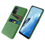 For Oppo Reno8 Lite 5G Shockproof Phone Case Cloth Texture PU Leather Coated PC Protective Cover with Two Card Slots