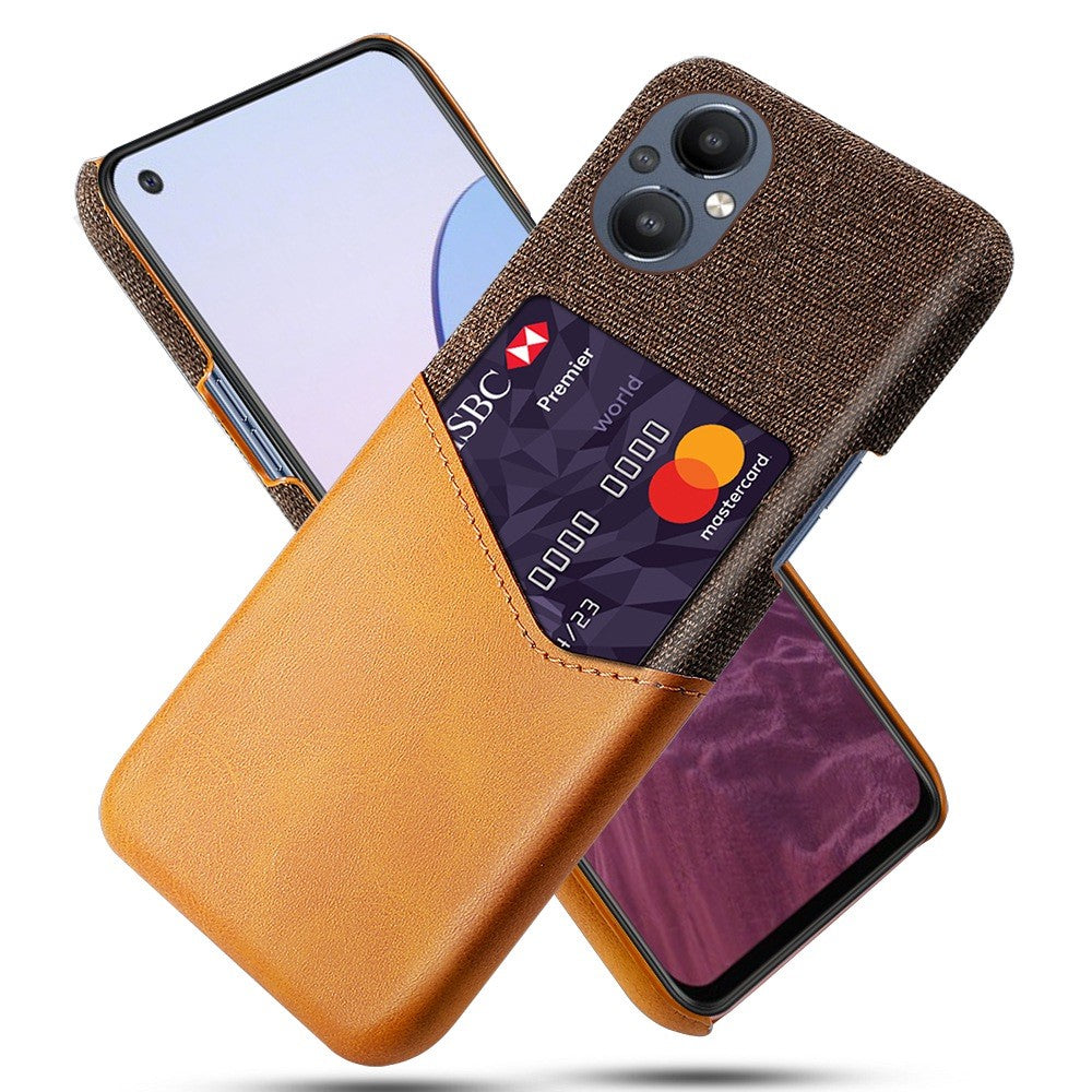 For Oppo Reno8 Lite 5G Anti-fall Shockproof Cloth Texture Phone Case Card Holder PU Leather Coated PC Protective Cover