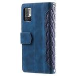 005 Style for Xiaomi Poco M3 Pro 4G / 5G / Redmi Note 10T 5G / Note 10 5G Rhombus Texture Wallet Stand Leather Phone Case with Zipper Pocket and Wrist Strap