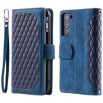 005 Stil til Samsung Galaxy S21+ 5G Lynlåslomme Rhombus Tekstur PU Lædercover Telefonholder Pung Etui med Håndrem