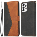 Til Samsung Galaxy A53 5G Farve-Splejsning Telefonpung Stativ Cover Magnetisk Lås PU Læder Anti-fald Etui med Håndledsrem