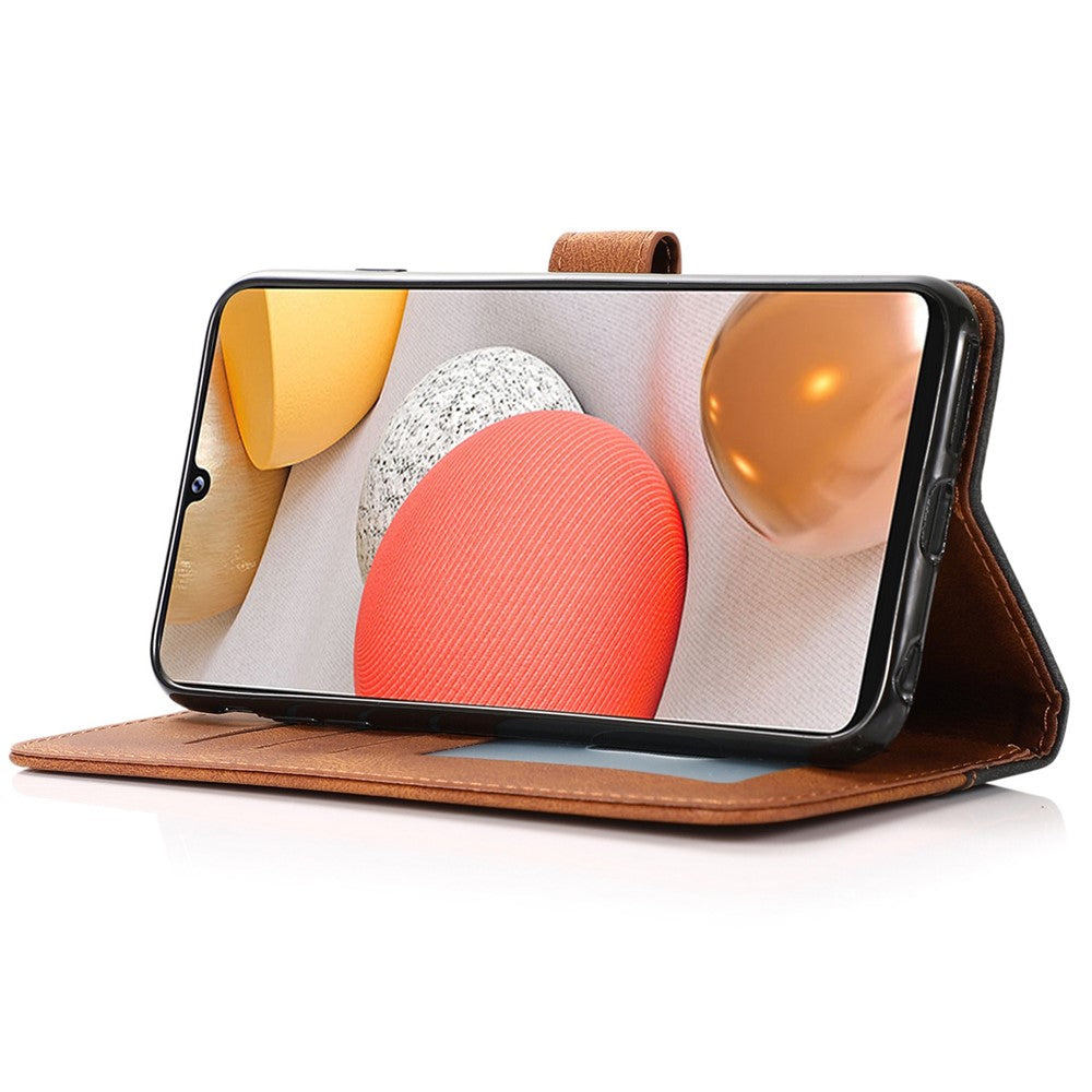 Til Samsung Galaxy A53 5G Farve-Splejsning Telefonpung Stativ Cover Magnetisk Lås PU Læder Anti-fald Etui med Håndledsrem