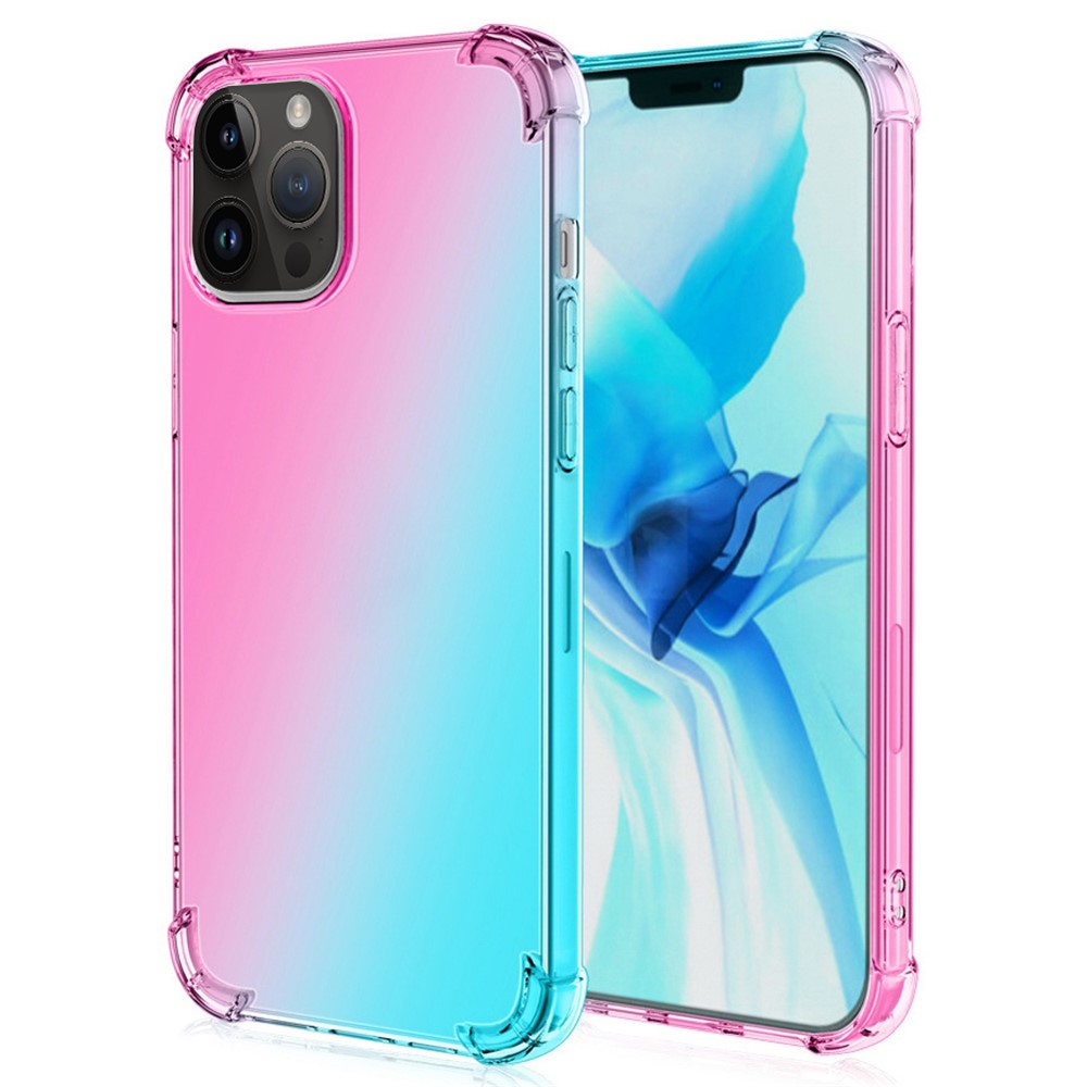 For iPhone 14 Pro Max 6.7 inch Gradient Design Shock Absorption TPU Soft Edge Bumper with Reinforced Corners Protective Cover