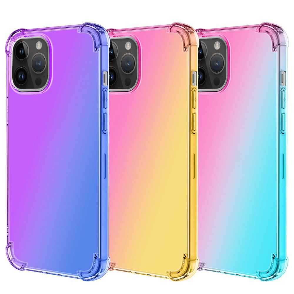 For iPhone 14 Pro Max 6.7 inch Gradient Design Shock Absorption TPU Soft Edge Bumper with Reinforced Corners Protective Cover