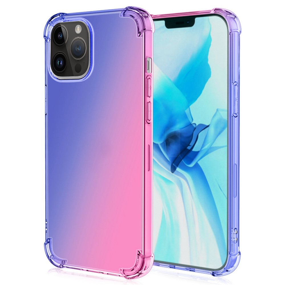 For iPhone 14 Pro Max 6.7 inch Gradient Design Shock Absorption TPU Soft Edge Bumper with Reinforced Corners Protective Cover