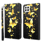 Til Samsung Galaxy A22 4G (EU-version) / M32 (global version) 4G / M22 4G Anti-fald PU-lædertelefonstativcover 3D-mønstertrykt magnetisk lukning Pungtelefoncover med strop
