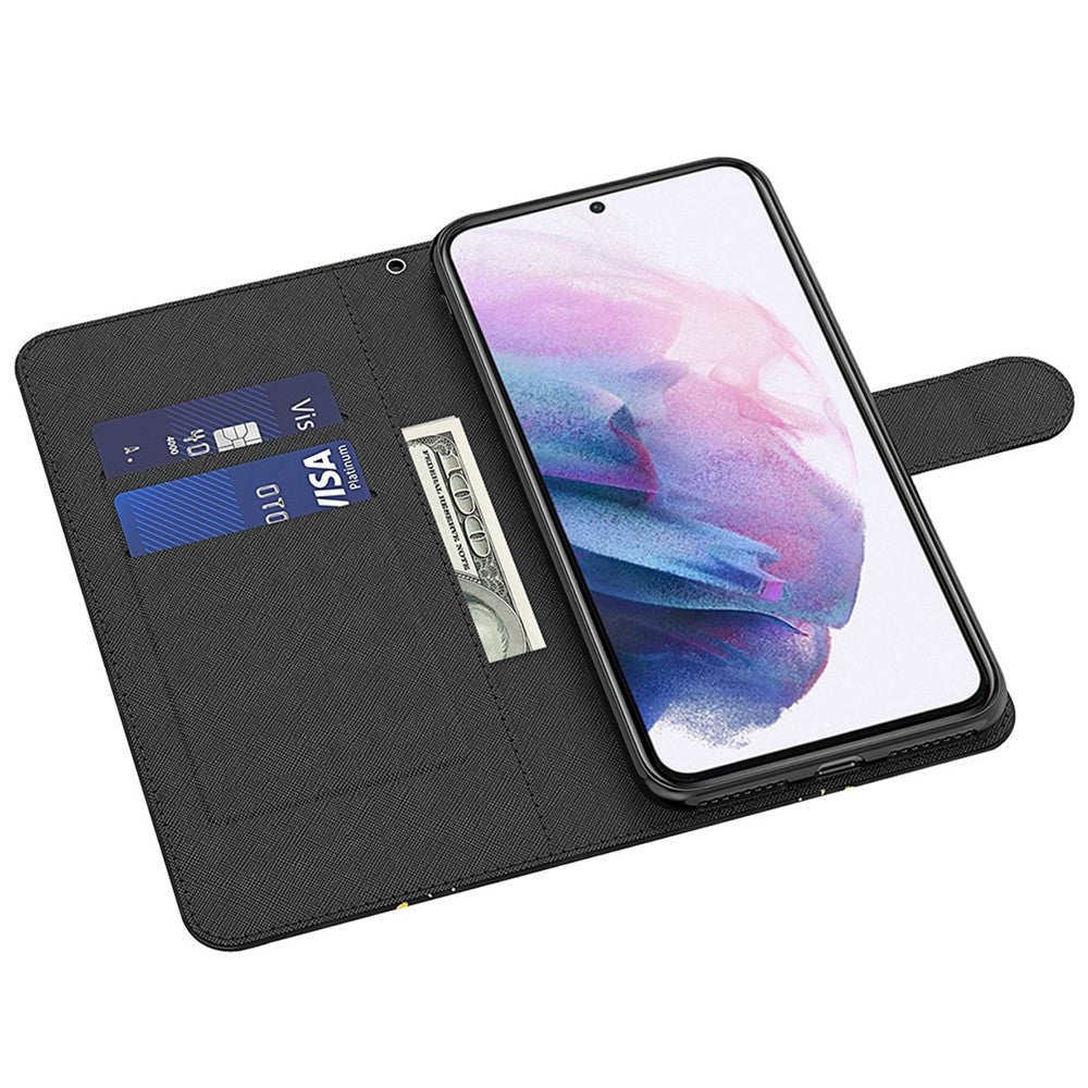 Til Samsung Galaxy A22 4G (EU-version) / M32 (global version) 4G / M22 4G Anti-fald PU-lædertelefonstativcover 3D-mønstertrykt magnetisk lukning Pungtelefoncover med strop