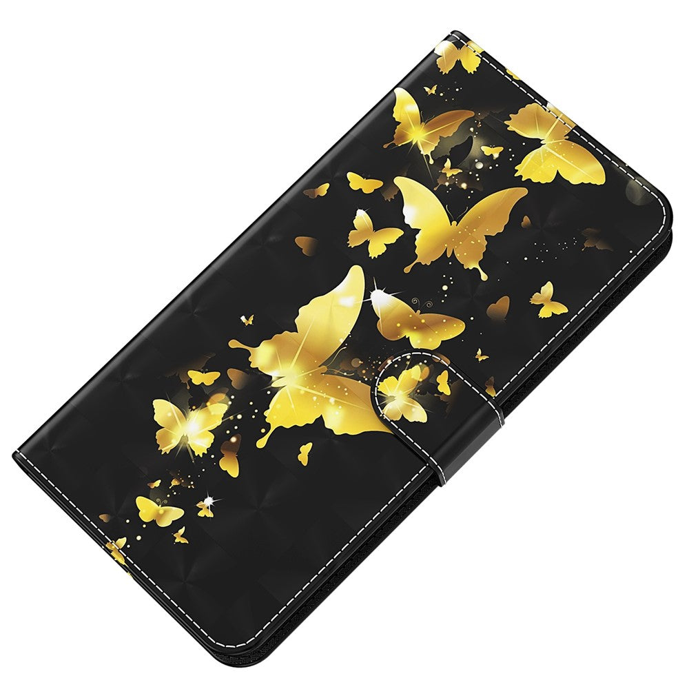 Til Samsung Galaxy A22 4G (EU-version) / M32 (global version) 4G / M22 4G Anti-fald PU-lædertelefonstativcover 3D-mønstertrykt magnetisk lukning Pungtelefoncover med strop
