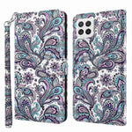 Til Samsung Galaxy A22 4G (EU-version) / M32 (global version) 4G / M22 4G Anti-fald PU-lædertelefonstativcover 3D-mønstertrykt magnetisk lukning Pungtelefoncover med strop