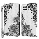 Til Samsung Galaxy A22 4G (EU-version) / M32 (global version) 4G / M22 4G Anti-fald PU-lædertelefonstativcover 3D-mønstertrykt magnetisk lukning Pungtelefoncover med strop