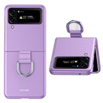 For Samsung Galaxy Z Flip4 5G Ribbon Metal Ring Holder Ultra-slim Anti-fingerprint Hard PC Cell Phone Case Cover
